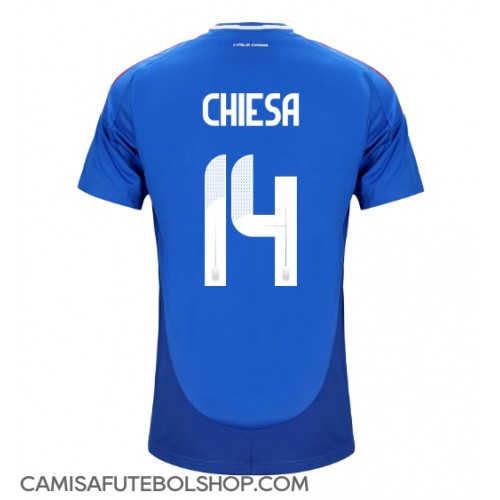 Camisa de time de futebol Itália Federico Chiesa #14 Replicas 1º Equipamento Europeu 2024 Manga Curta